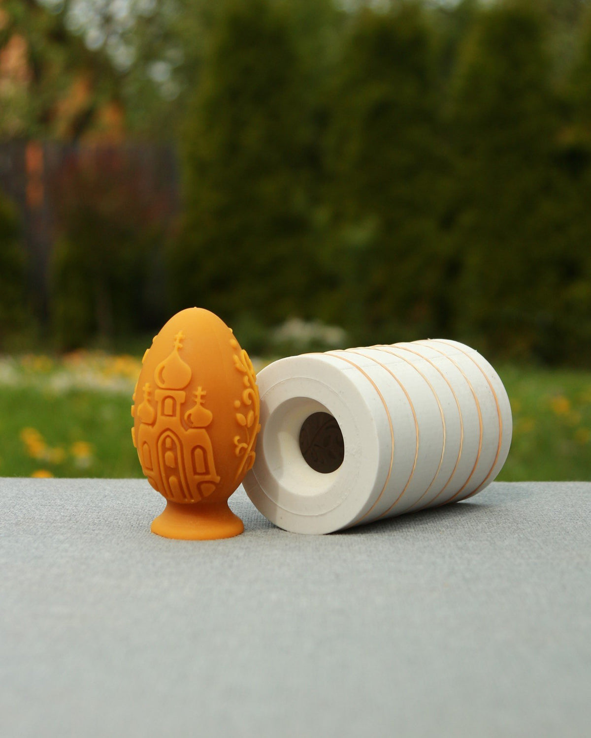 Egg with Motives beeswax candle and silicone mould