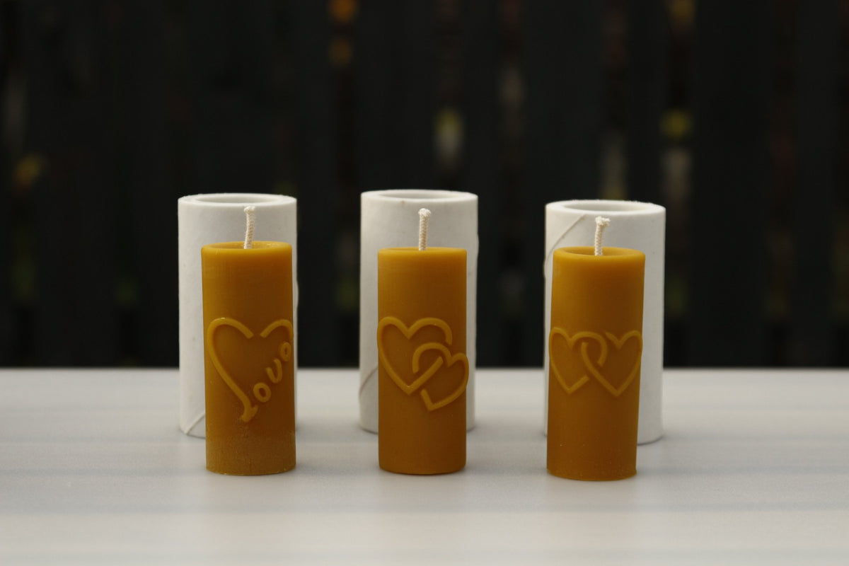 Hearts & Cross beeswax candle and silicone mould