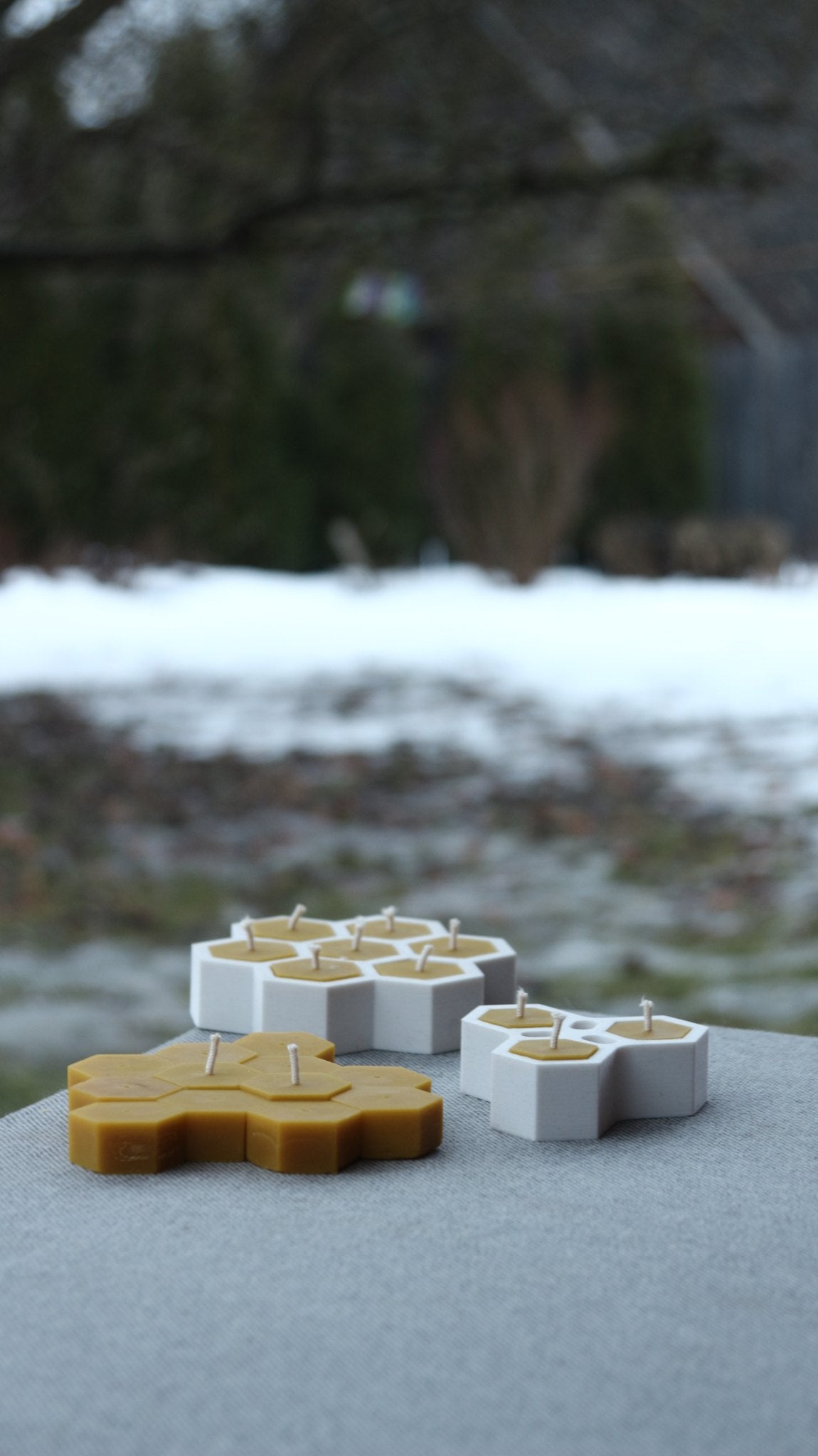 Hexagon tea light beeswax candle and silicone mould