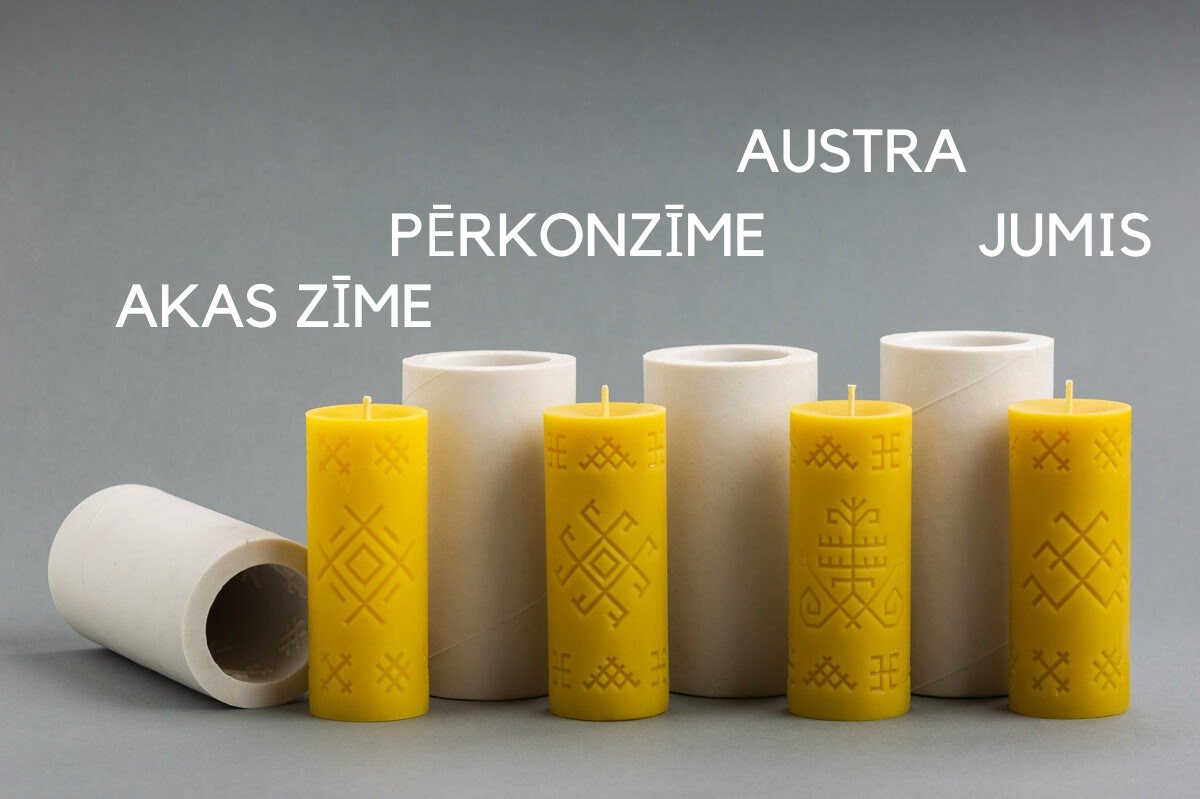 Jumis and Latvian folk sign beeswax candle and silicone mould