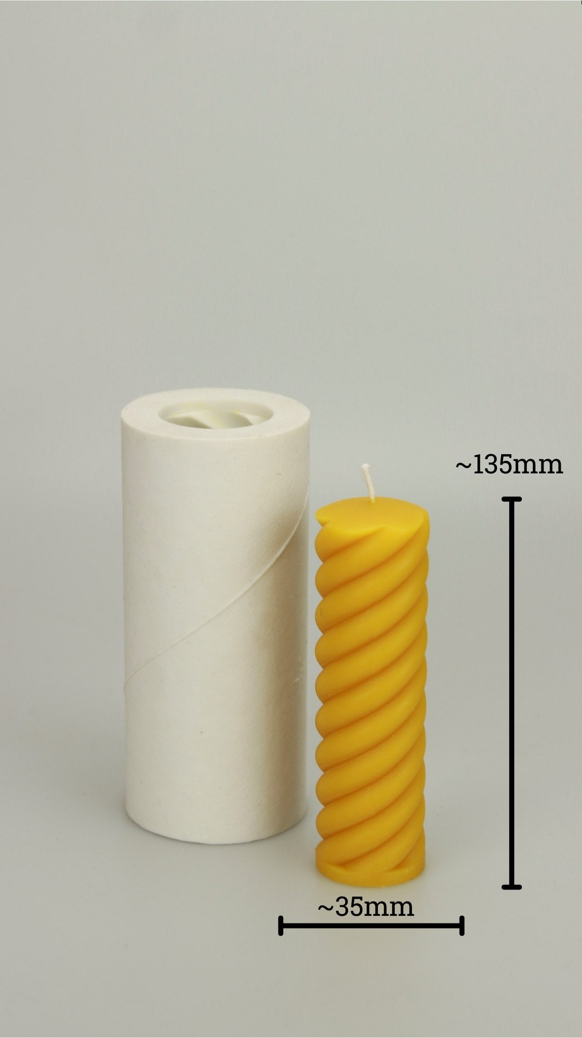 Spiral Pillar beeswax candle and silicone mould