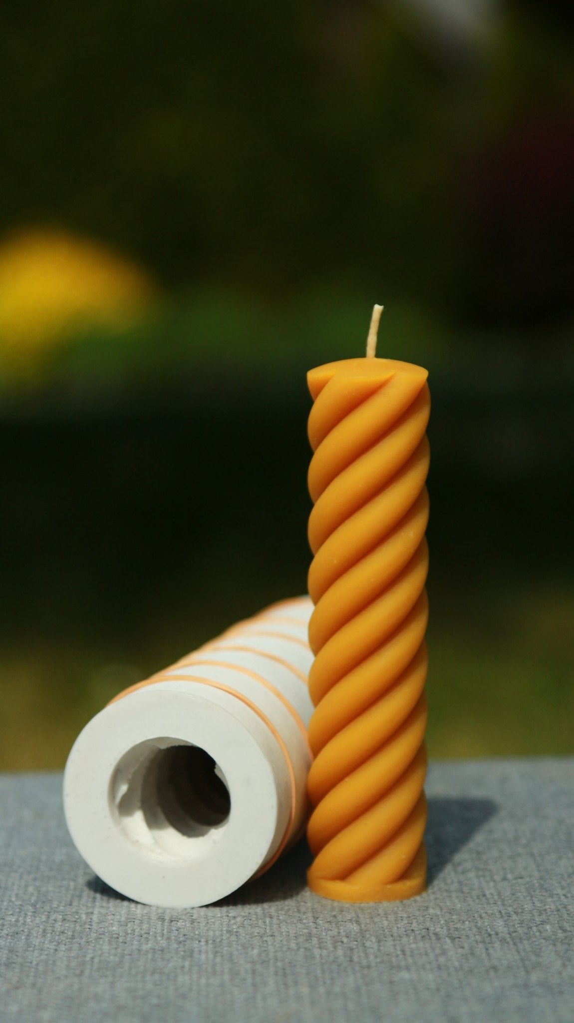 Spiral Pillar beeswax candle and silicone mould