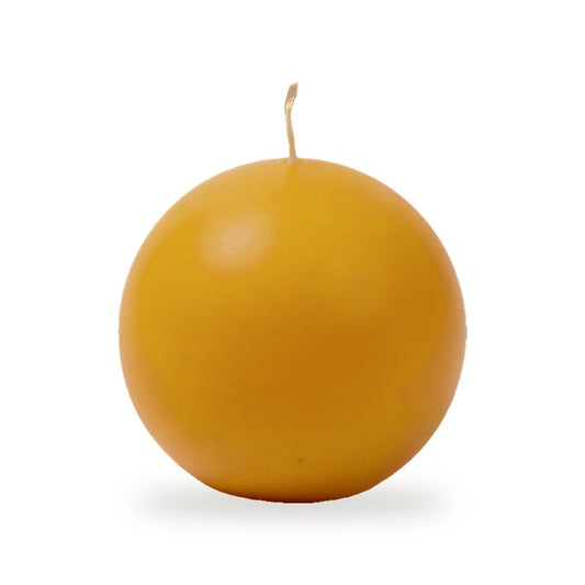 Ball beeswax candle, white background studio photo