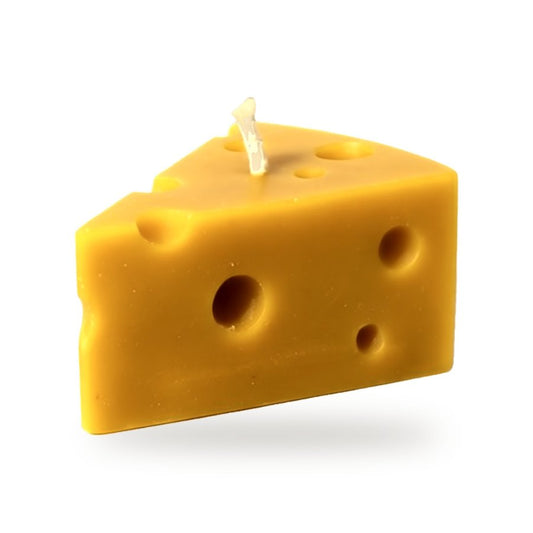 Cheese beeswax candle, white background studio photo