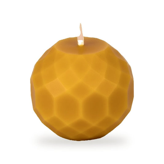 Crystal beeswax candle, white background studio photo