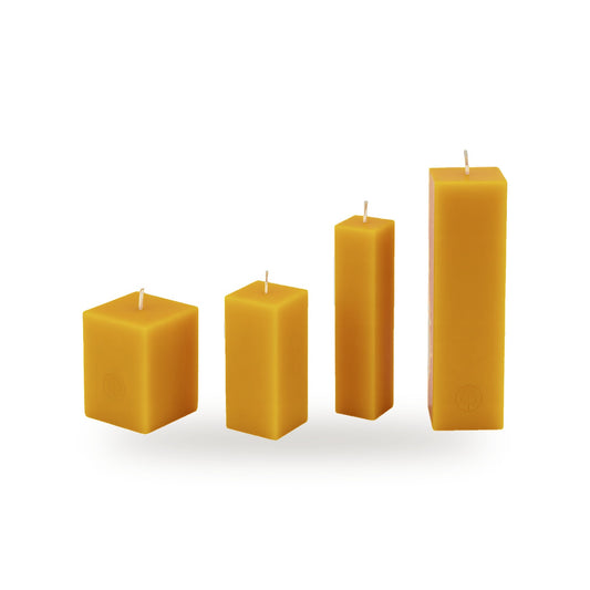 Cubes beeswax candle, white background studio photo