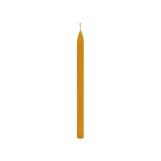 Tiny Tapers beeswax candle, white background studio photo