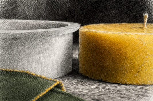 Silicone mold wall beside beeswax candle