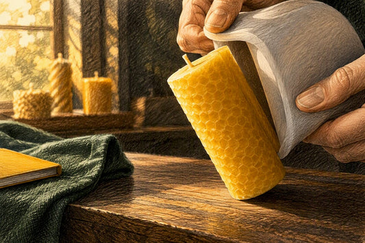 Beeswax candle releasing from silicone mold