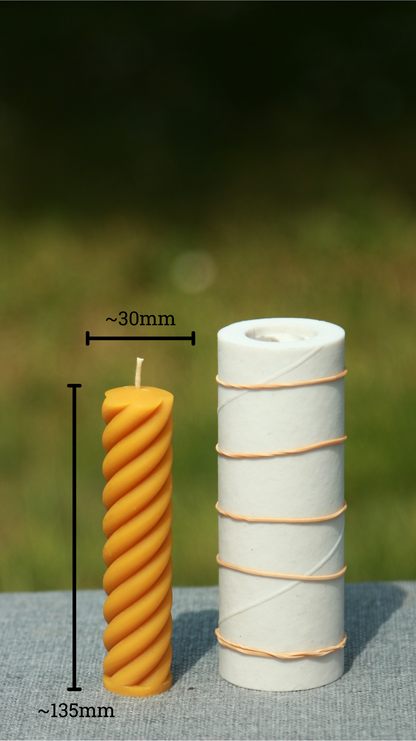 SPIRAL PILLARS 4Candle details:
4 sizes are available

Mold weight: 250 g. size: 5,5"/2,2" (~14 cm high x 5,5cm wide).Size of the finished candle: 5,3 "/1,5" (~13,5 cm high x ~3,5 cSilicone MoldLatvian CandlesLatvian CandlesSPIRAL PILLAR Silicone Candle mould