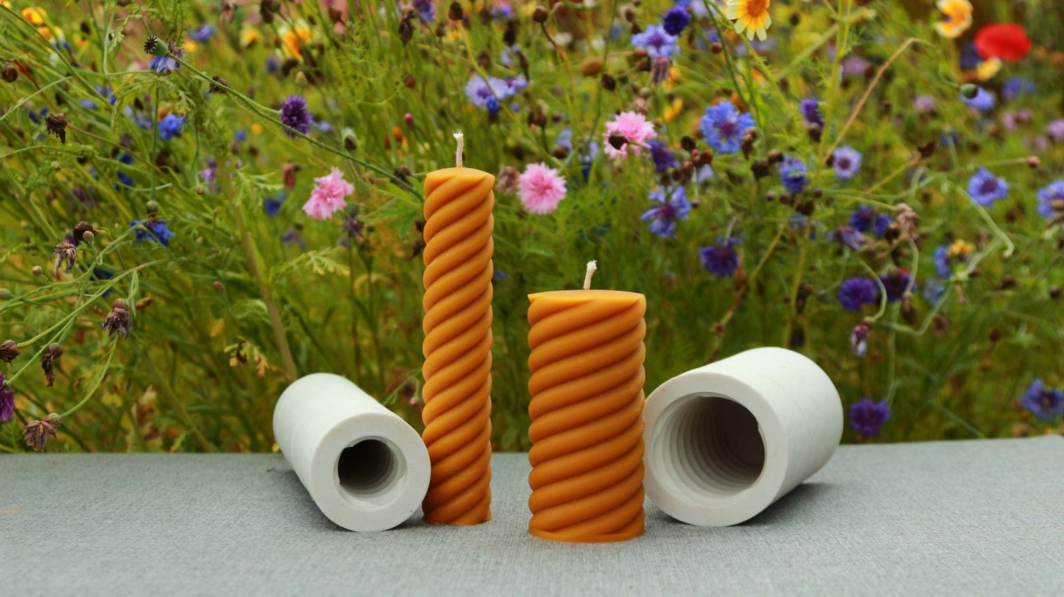 Silicone mold for beeswax candles with spiral pillar design