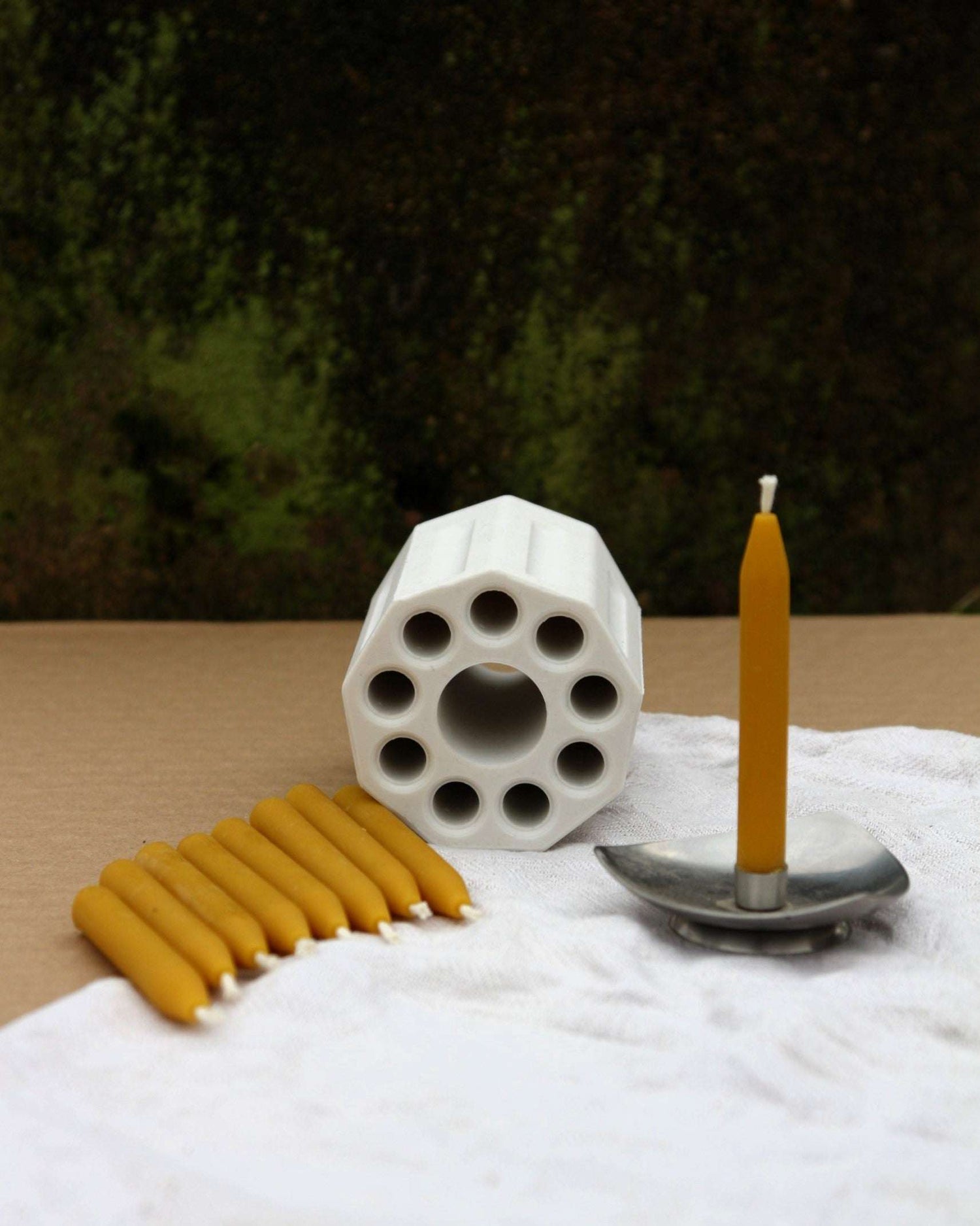 Silicone mold for casting plain Christmas tree shaped beeswax candles