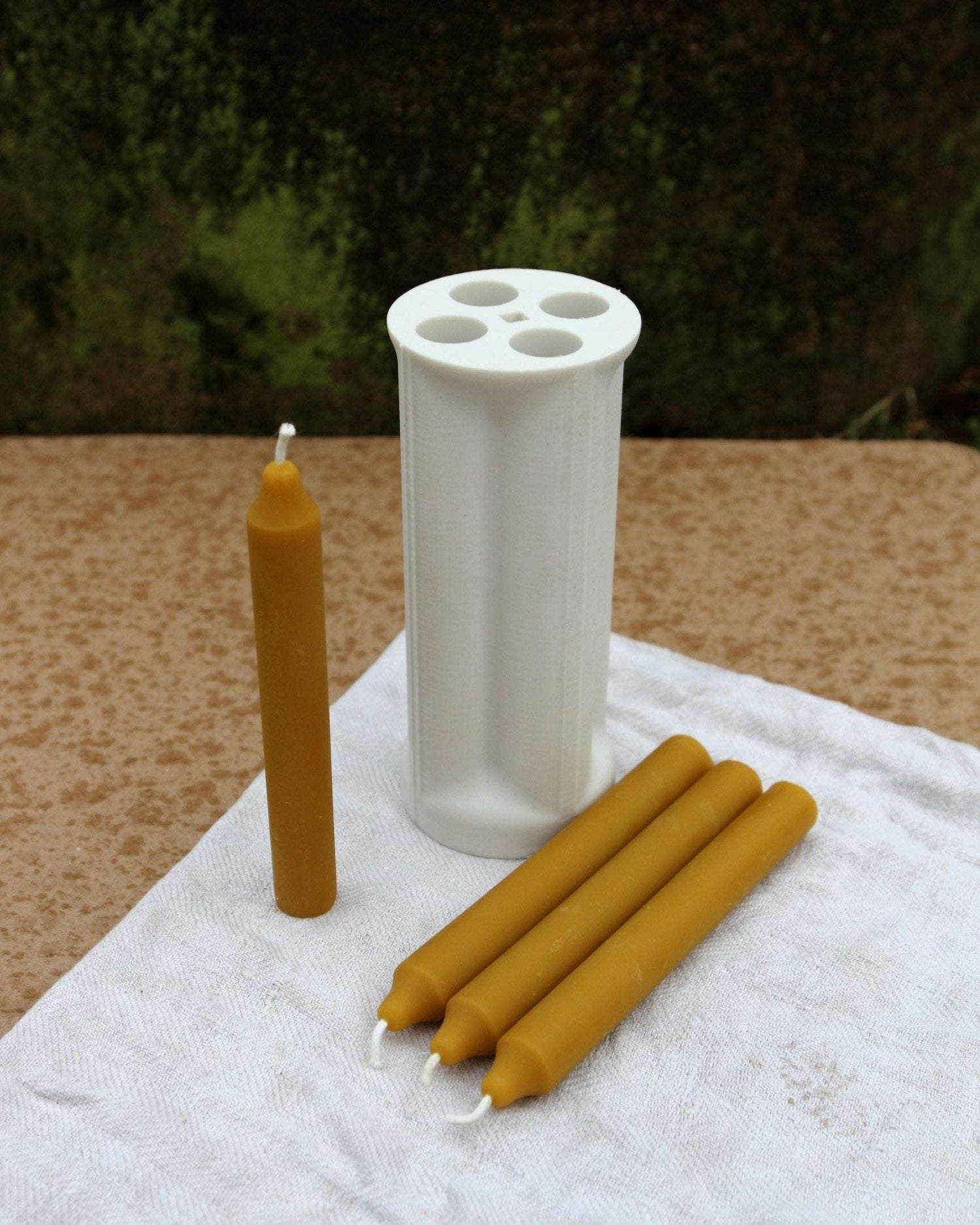 Silicone mold for casting everyday beeswax candles in simple pillar form