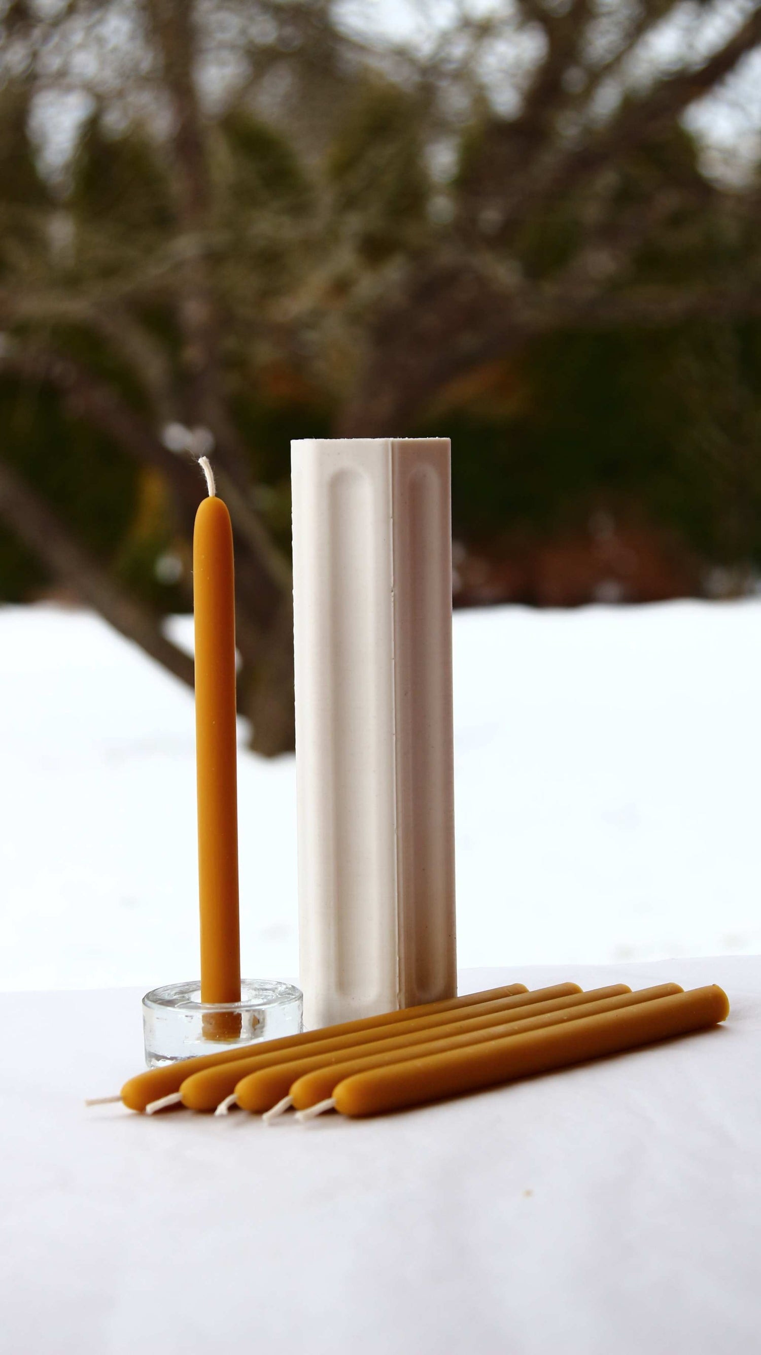 Silicone mold for beeswax candles with sculptural profile