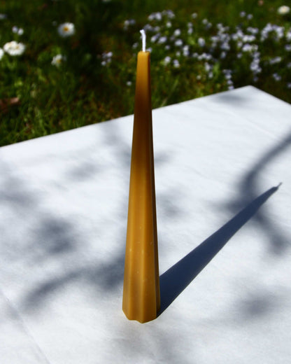 Machu Picchu Taper candle, 7.87 inches tall, outdoor setting.
