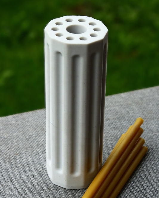 Minimalist beeswax candle with stacked form
