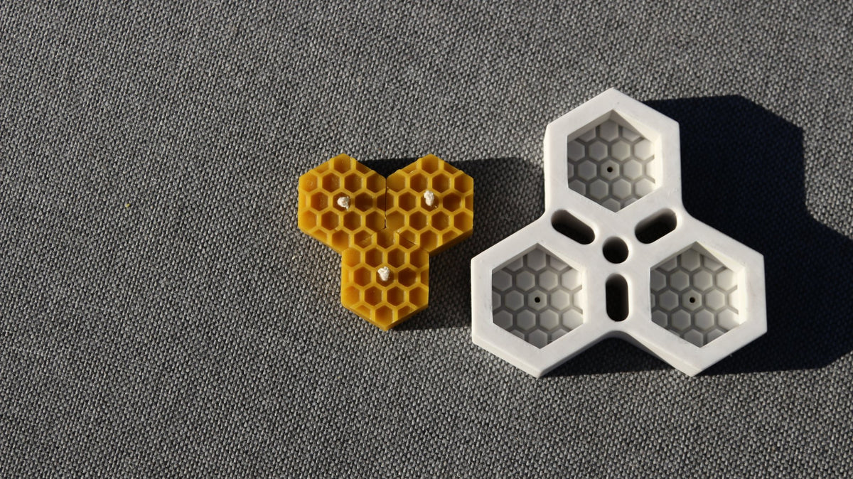 Bee Cells Hexagon tea light beeswax candle and silicone mould