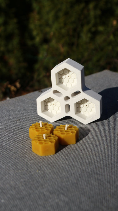 Bee Cells Hexagon tea light beeswax candle and silicone mould