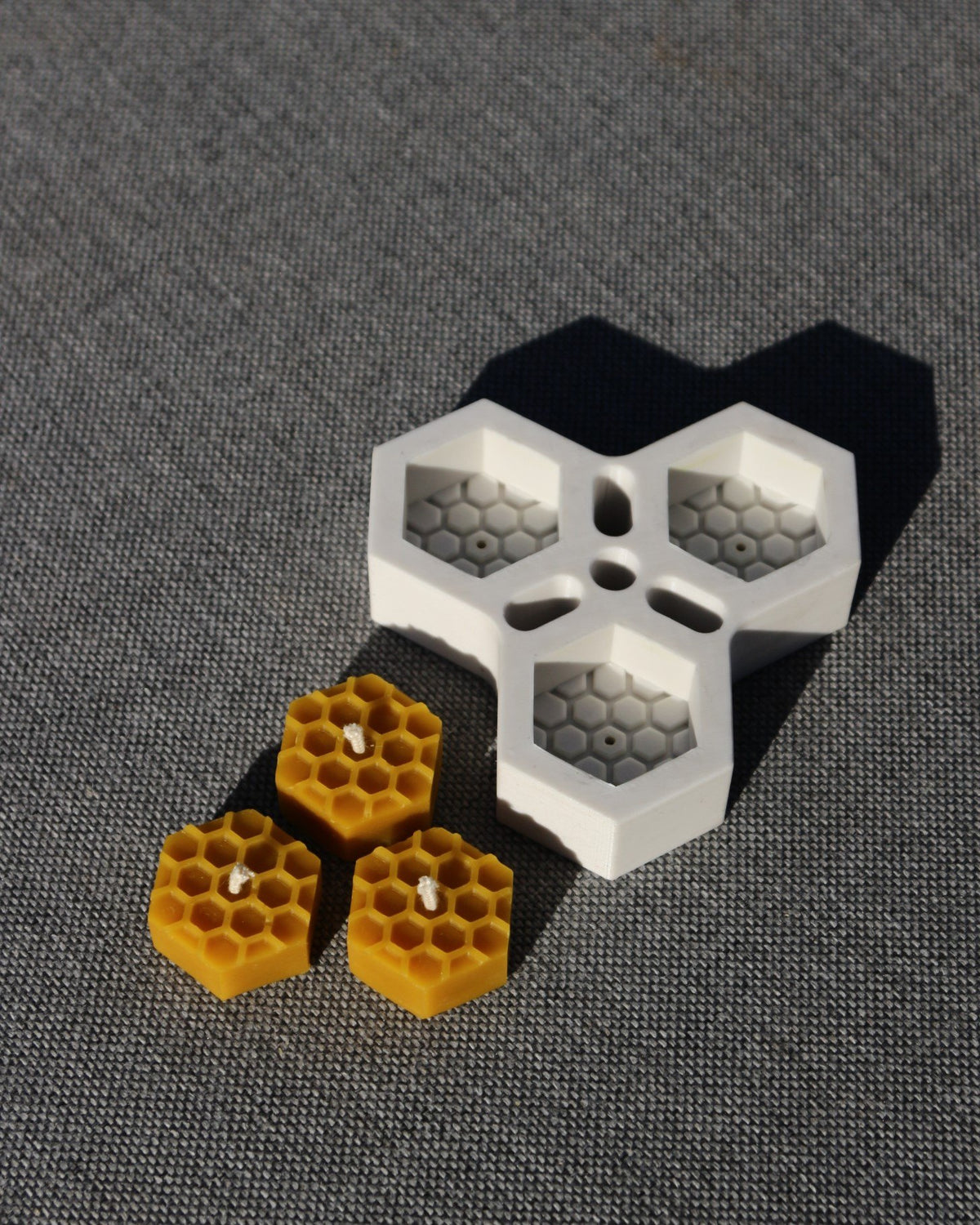 Bee Cells Hexagon tea light beeswax candle and silicone mould