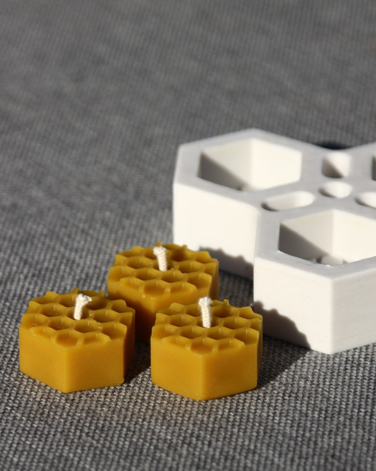 Bee Cells Hexagon tea light beeswax candle and silicone mould
