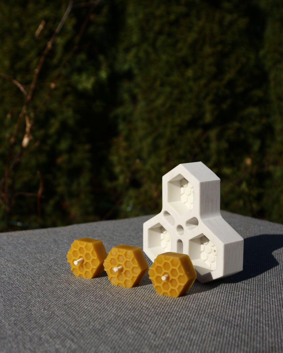 Bee Cells Hexagon tea light beeswax candle and silicone mould