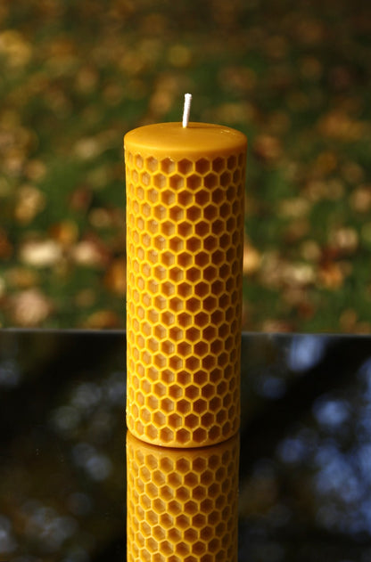 Bee Cells pillar beeswax candle and silicone mould