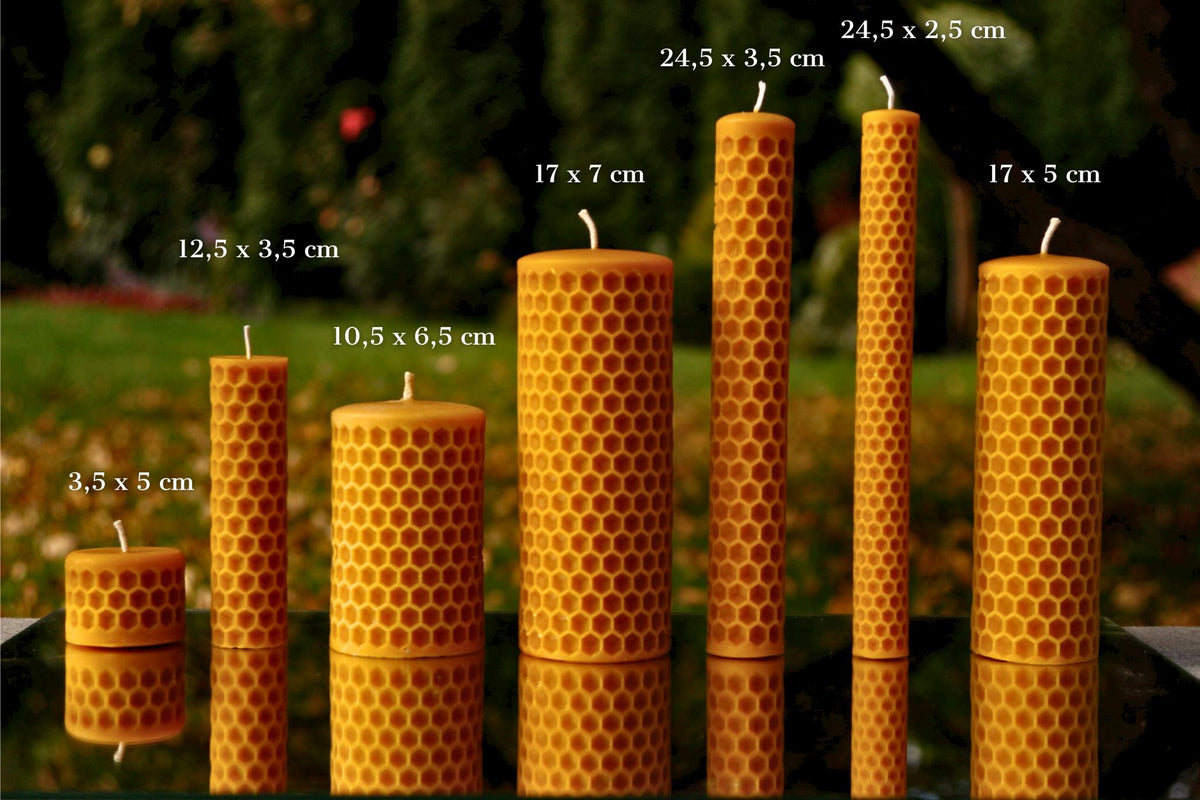 Bee Cells pillar beeswax candle and silicone mould