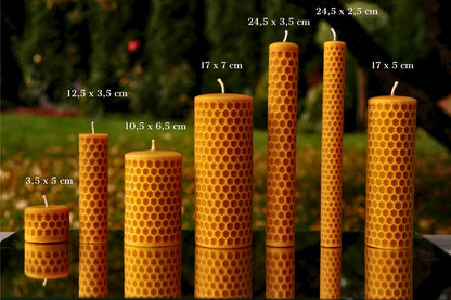 Bee Cells pillar beeswax candle and silicone mould