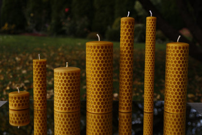 Bee Cells pillar beeswax candle and silicone mould