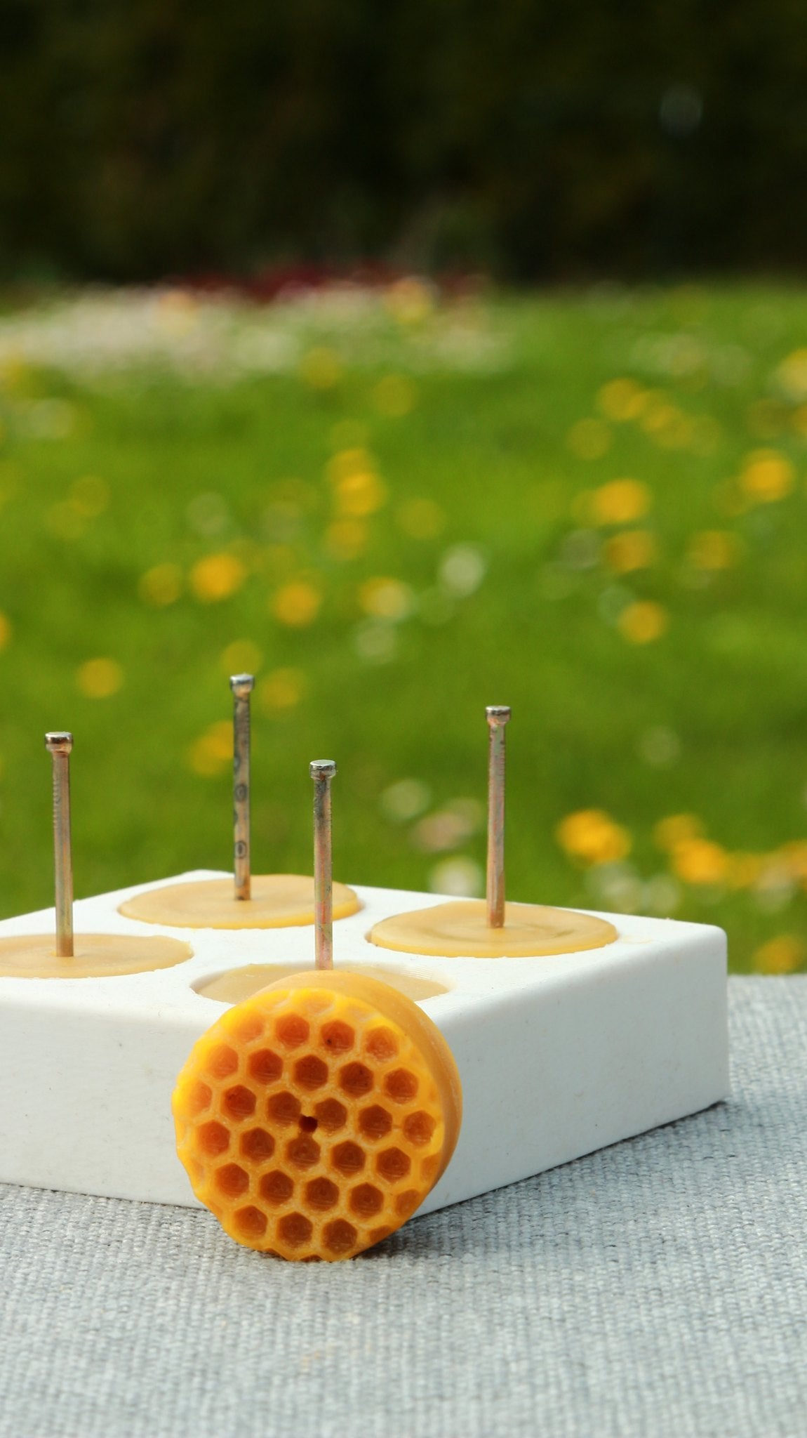 Bee Cells tea light beeswax candle and silicone mould
