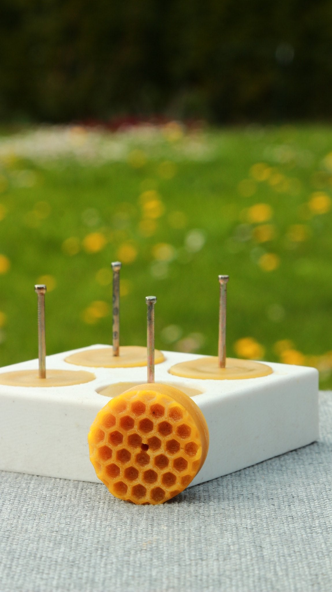 Bee Cells tea light beeswax candle and silicone mould