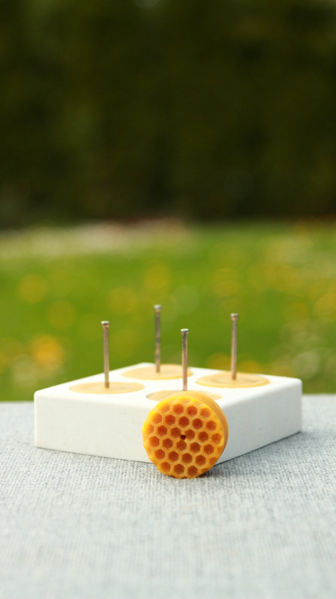 Bee Cells tea light beeswax candle and silicone mould