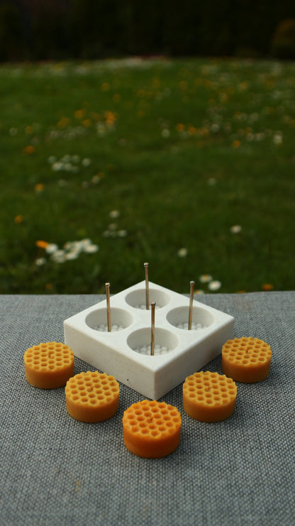 Bee Cells tea light beeswax candle and silicone mould
