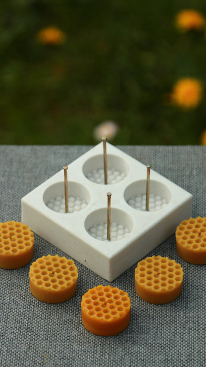 Bee Cells tea light beeswax candle and silicone mould