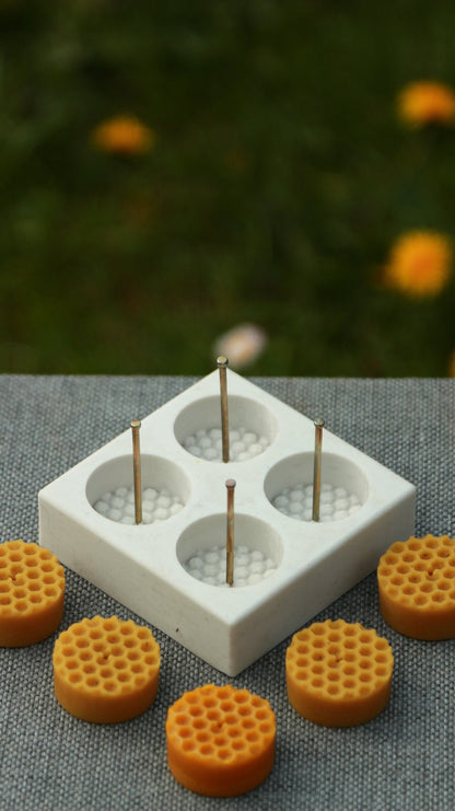 Bee Cells tea light beeswax candle and silicone mould