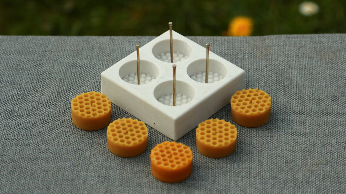 Bee Cells tea light beeswax candle and silicone mould