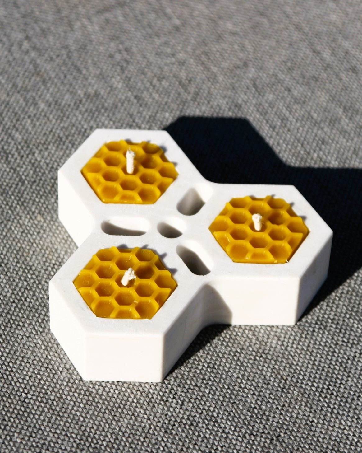 Beeswax tea light candles with hexagonal shape