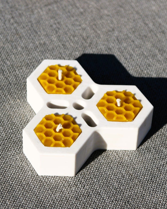 BEE CELLS HEXAGON TEA LIGHTS - Latvian Candles