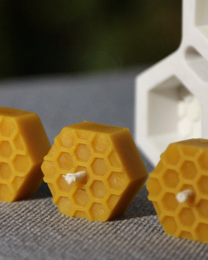 BEE CELLS HEXAGON TEA LIGHTS - Latvian Candles