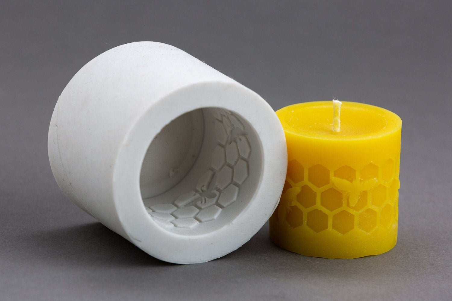 Silicone mold for beeswax candles with bees and honeycomb