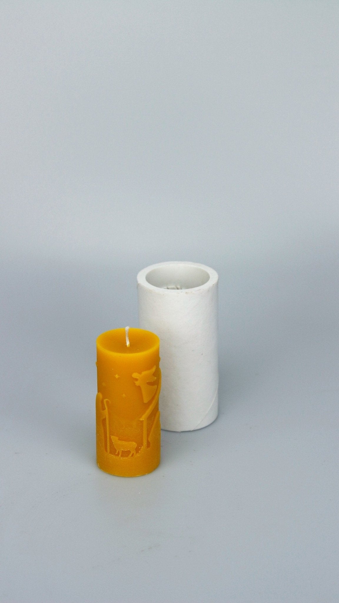 Christmas Scene beeswax candle and silicone mould, alternate angle