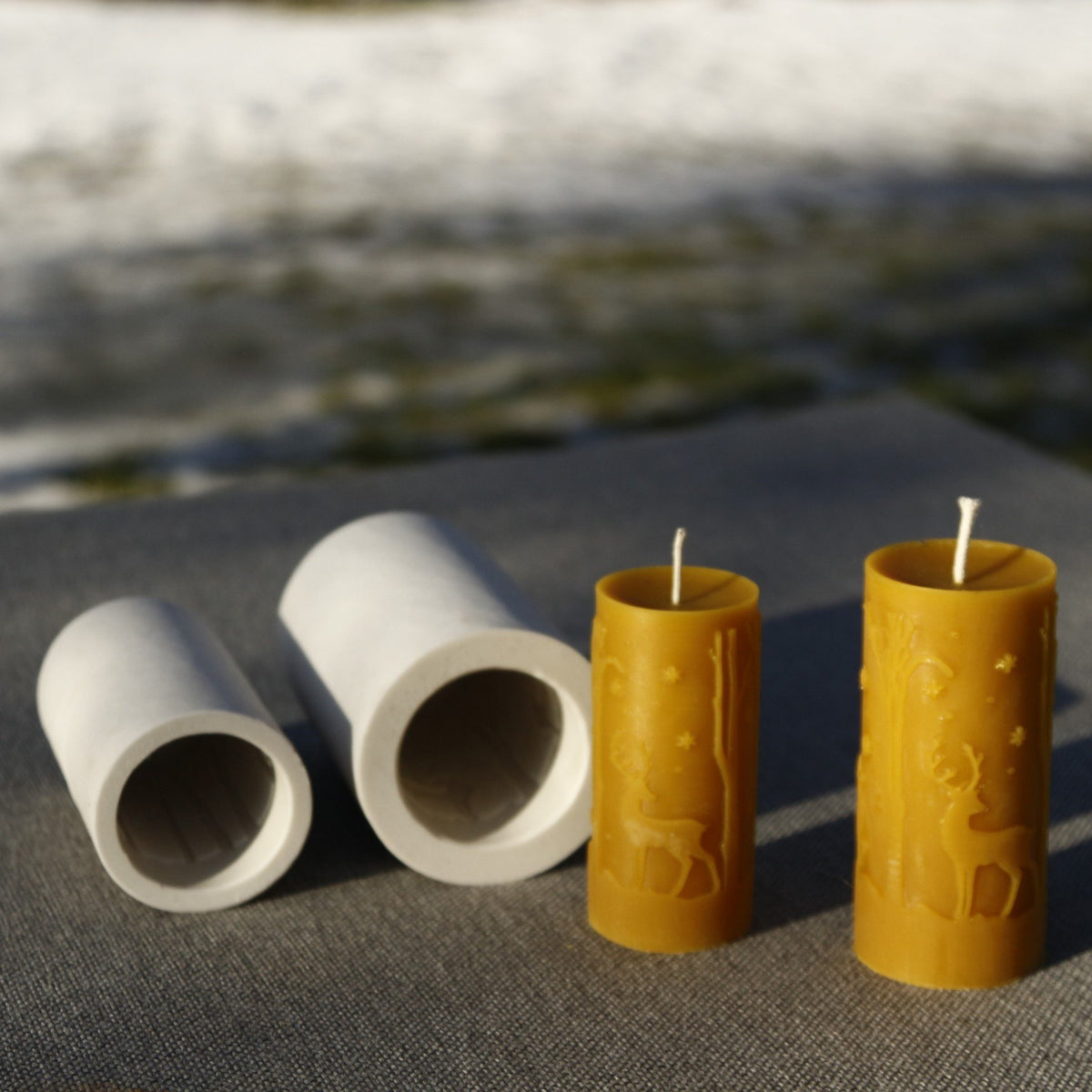 Deers beeswax candle and silicone mould