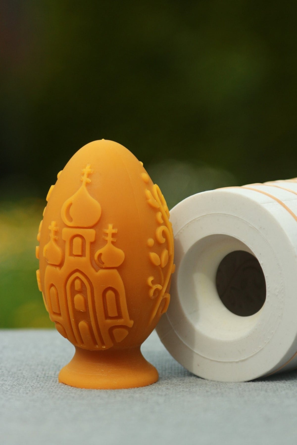Egg with Motives beeswax candle and silicone mould