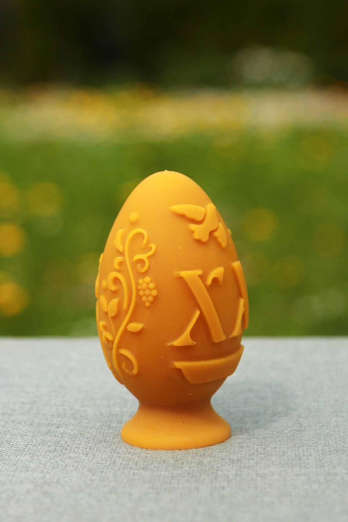 Egg with Motives beeswax candle and silicone mould