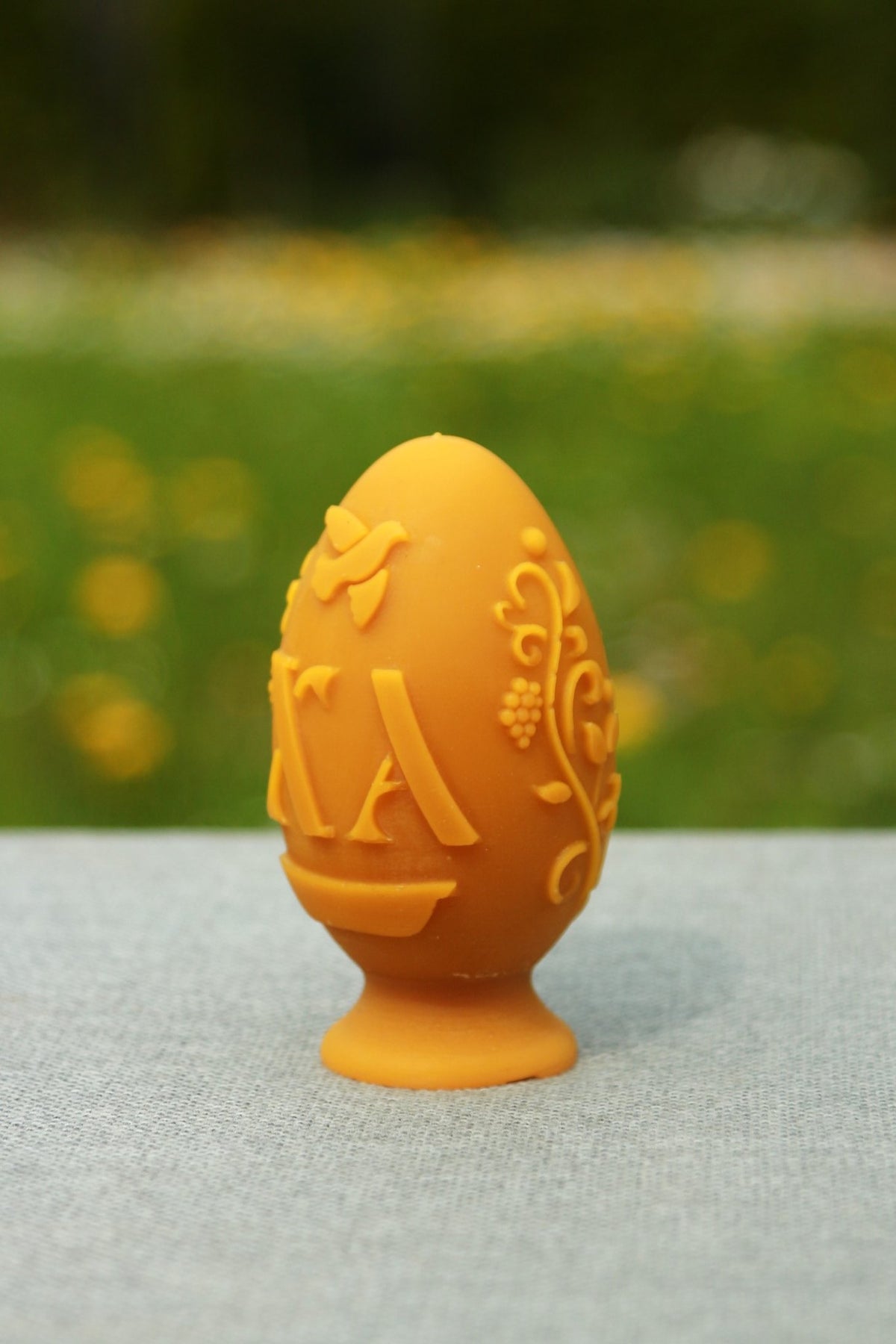 Egg with Motives beeswax candle and silicone mould