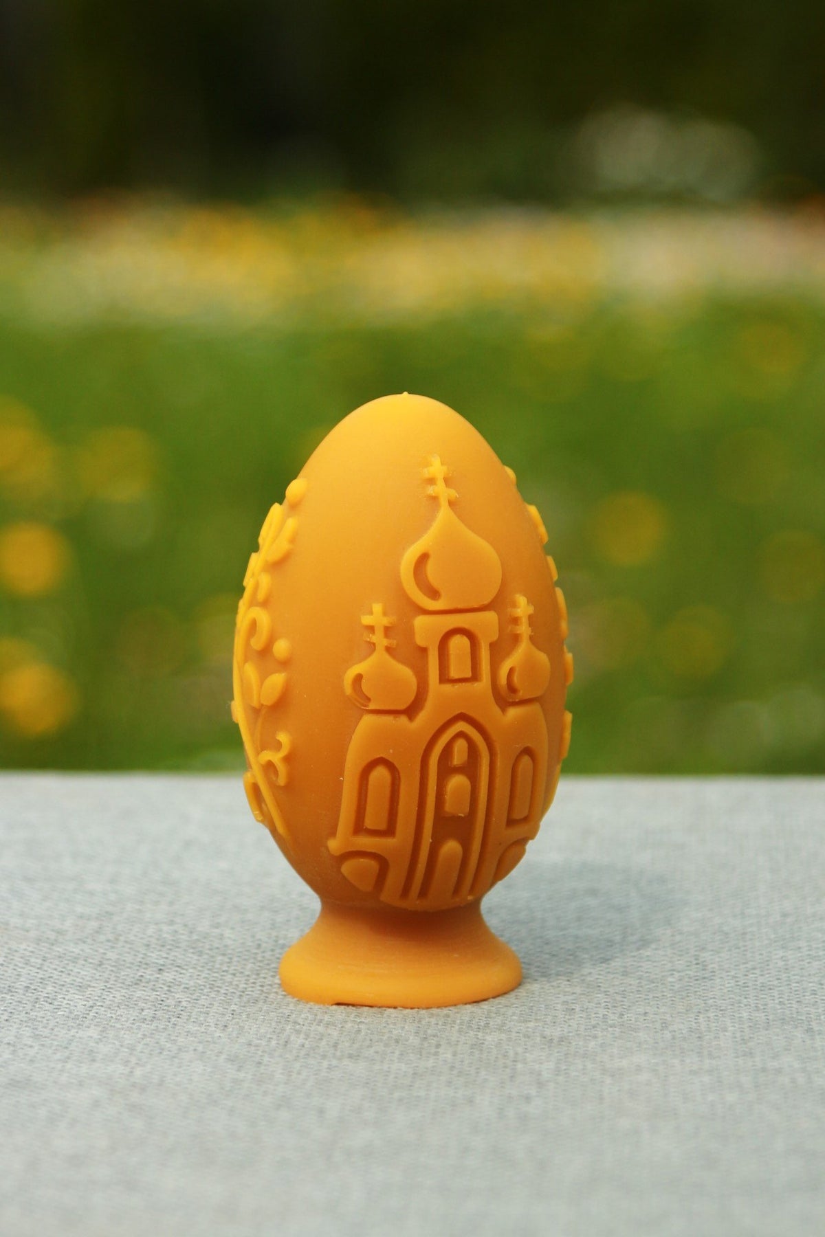 Egg with Motives beeswax candle and silicone mould