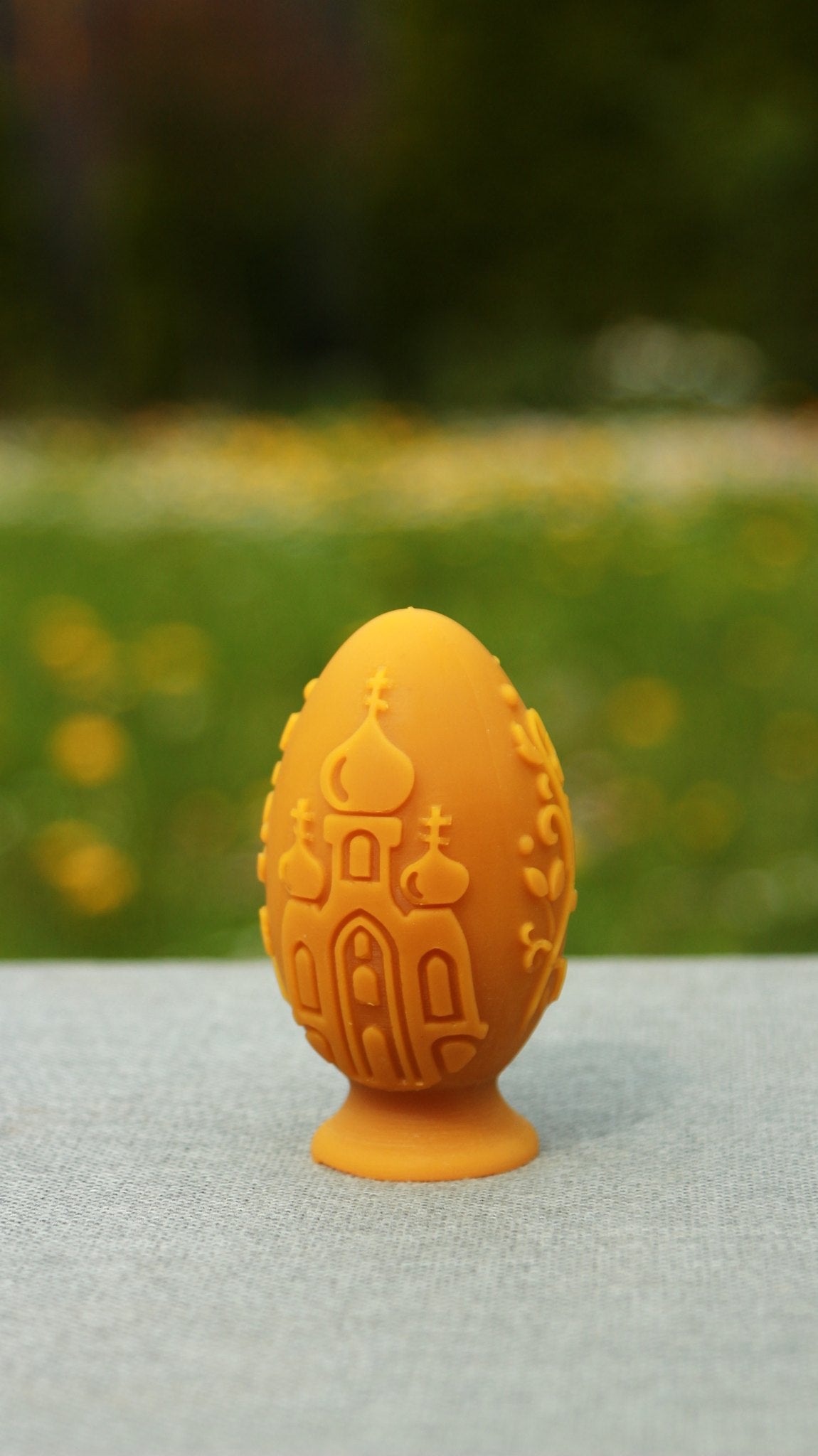 Egg with Motives beeswax candle and silicone mould