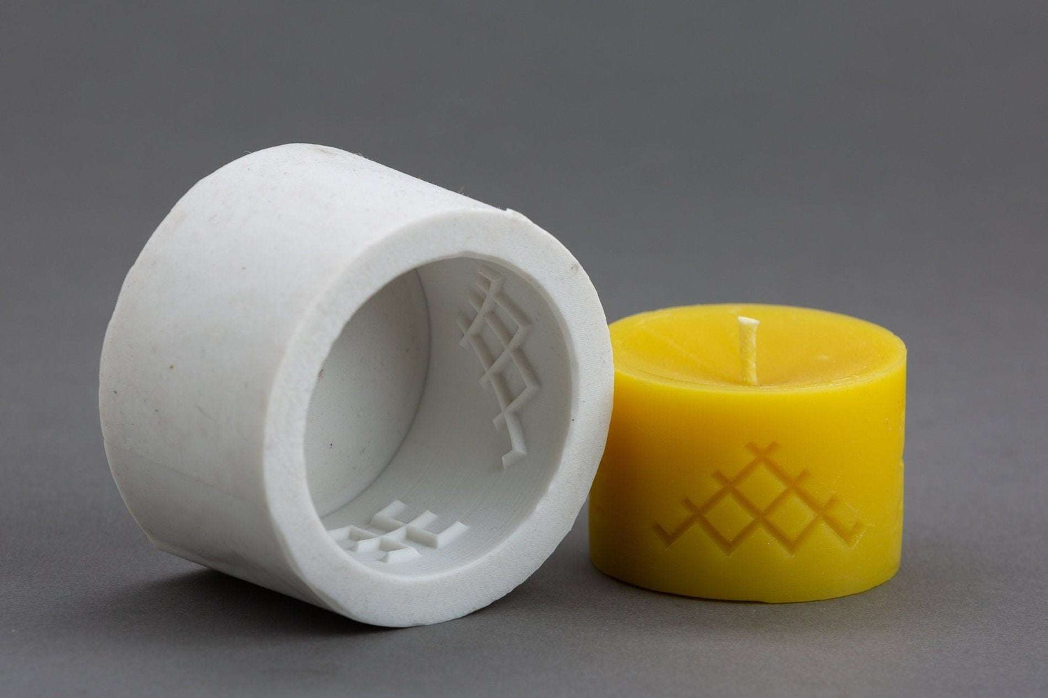 Interior view of Latvian folk sign silicone candle mold