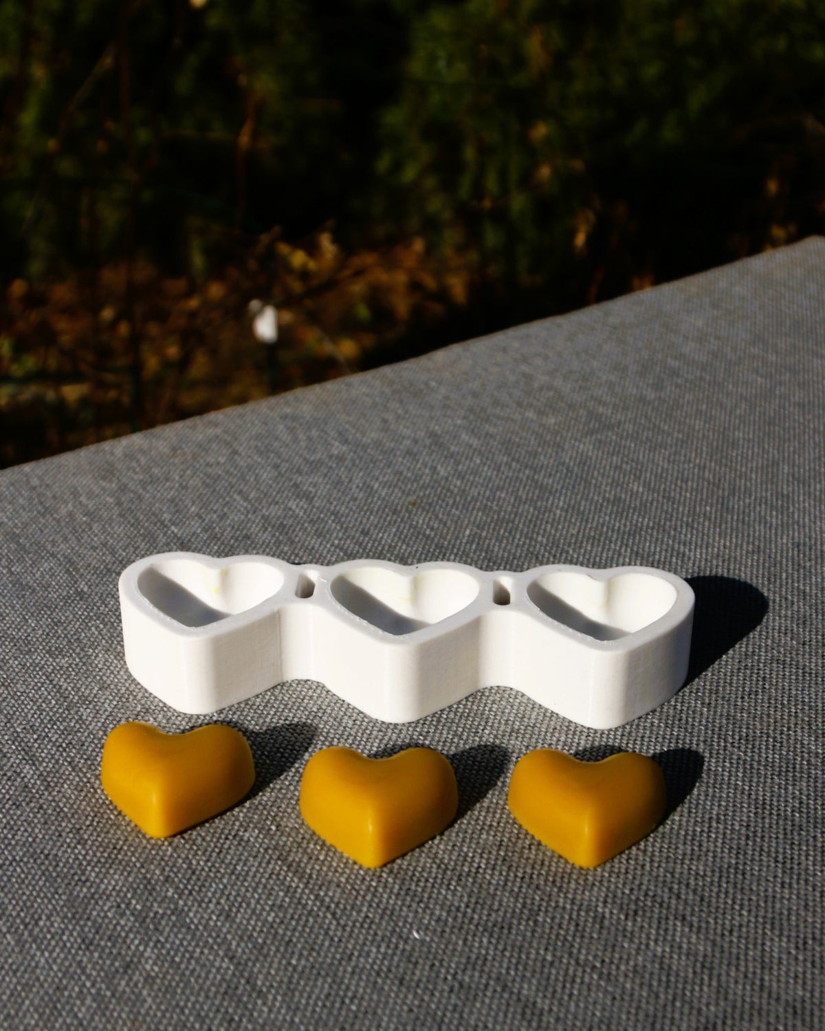 Floating Hearts beeswax candle and silicone mould