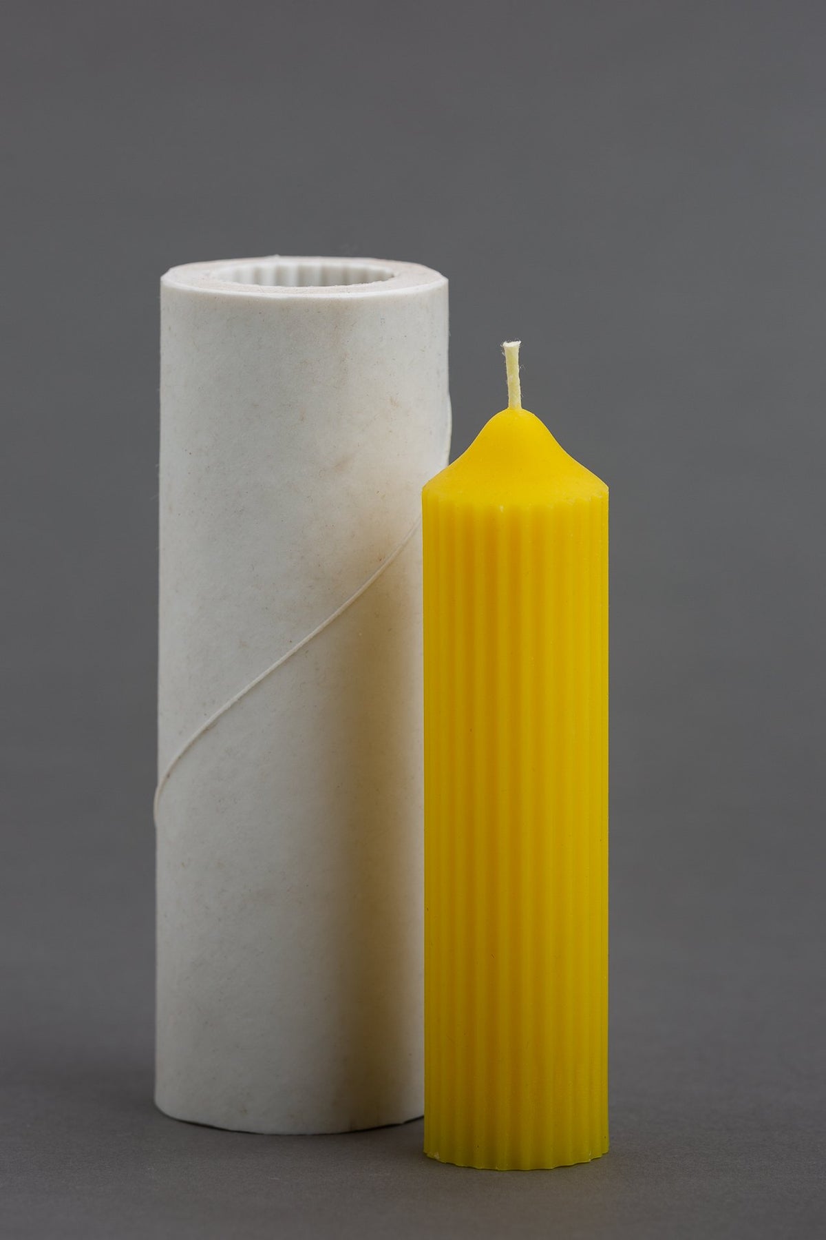 Fluted Pillar beeswax candle and silicone mould